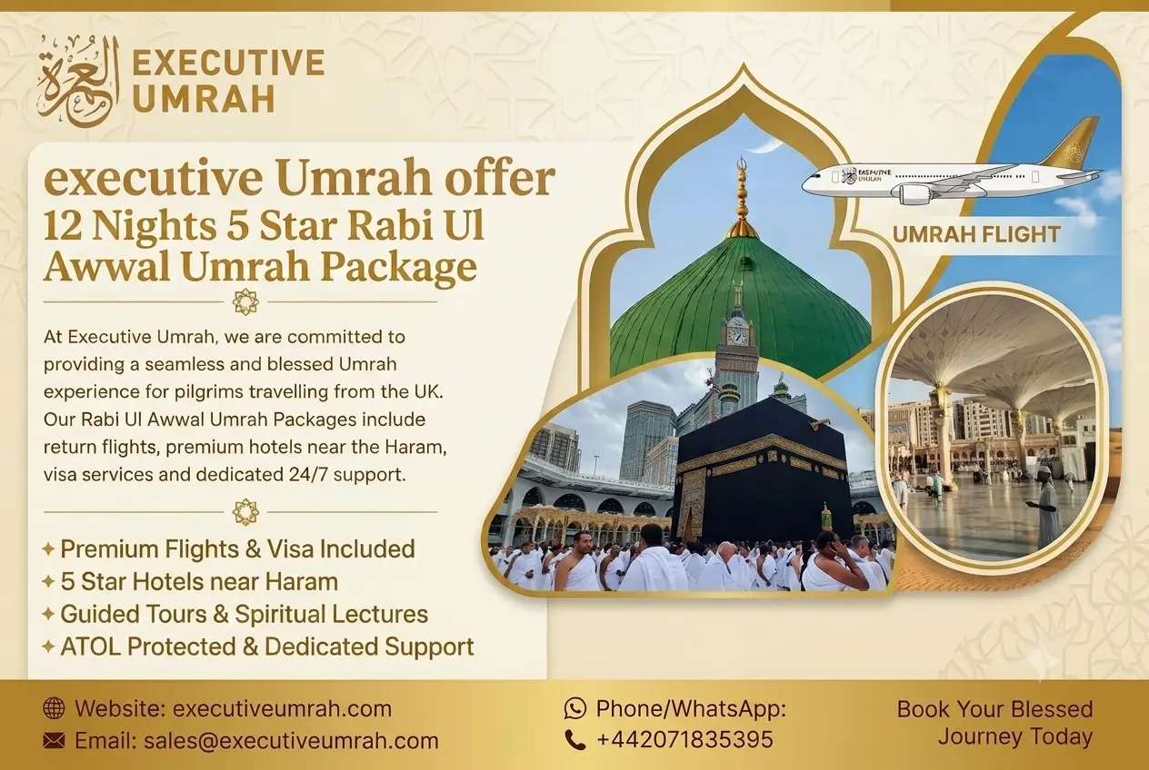 12 Nights 5 Star Rabi Ul Awwal Umrah Package